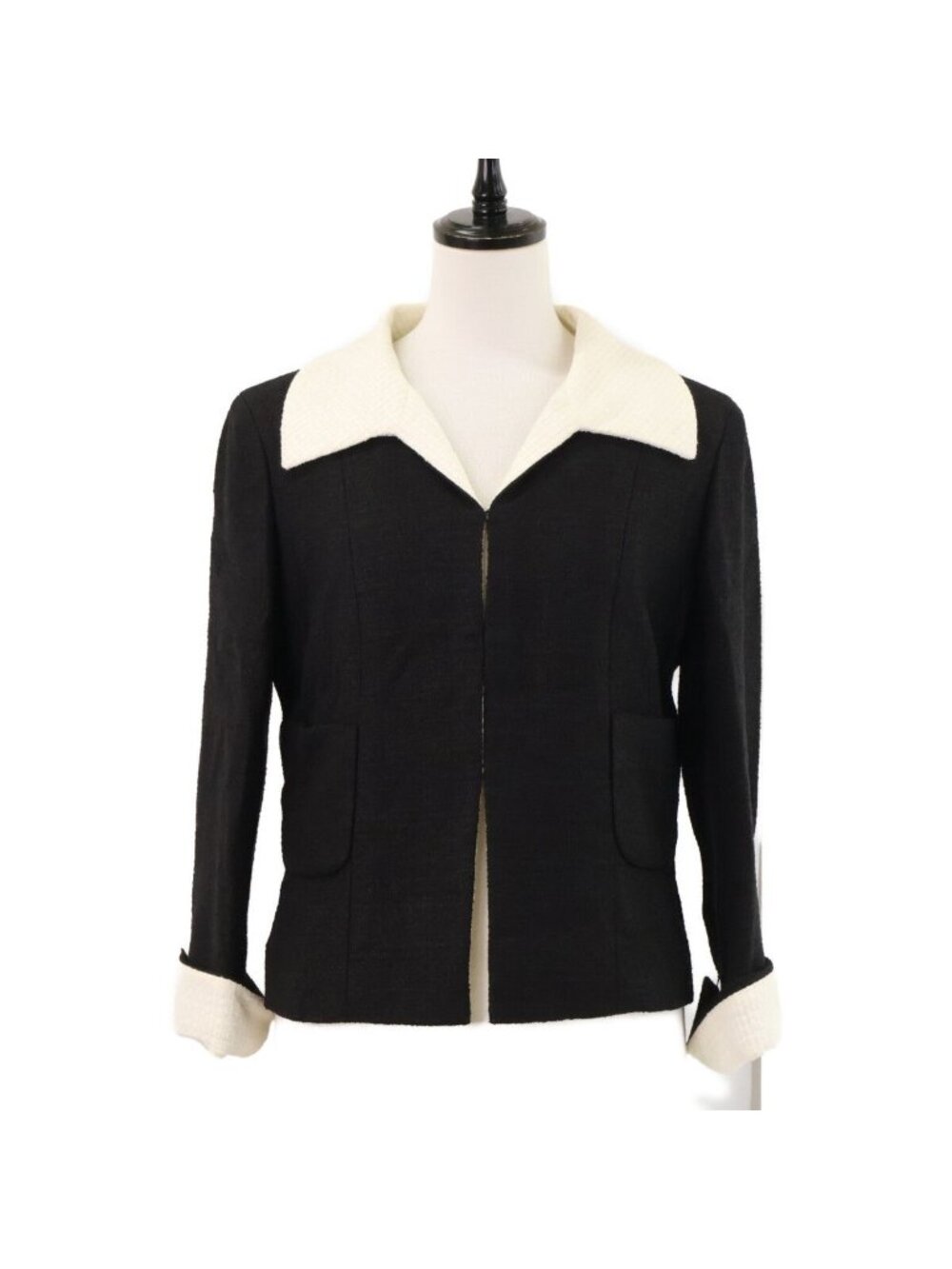 Chanel CC Logo Button Linen Blend Tweed Jacket 38